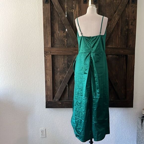 Solid Ruched Split Thigh Satin Sexy Cami Ruched Dress - Picture 6 of 11